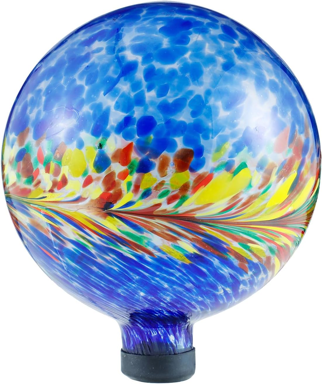 VOREEN 10-Inch Glass Gazing Ball, Outdoor Gazing Globe, Reflective Ball Yard Decoration for Homes, Patio, Lawn and Gardens, Gift for Mom Wife Friend, Phoenix Tail Design, Blue