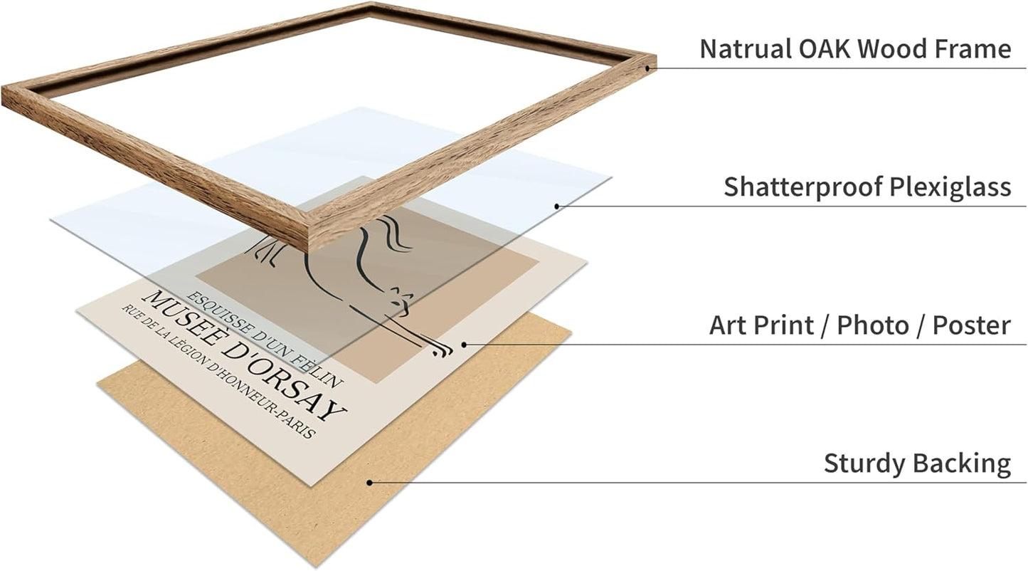 Poster Master Vintage Poster - Retro Minimalist Print - Gift for Artist, Housewarming - Cat, Line Drawing, Sketch, Abstract - Wall Decor for Living Room, Bedroom, 8x10 Beige Framed