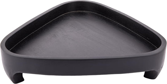Mango Wood Serving Triangular Tray – 12x11.5x3.25 Inch Decorative Tray for Serving in Bed, Appetizers, Table, BBQ, Patio, Party – Perfect for Lap and Couch Use, Matt Finish, Black