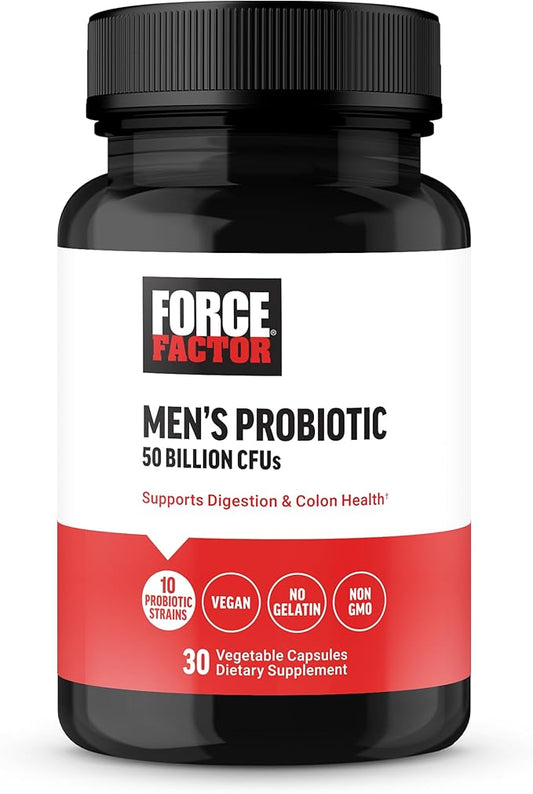 FORCE FACTOR Men’s Probiotic, Probiotics 50 Billion 10 Probiotic 30 Vegetable