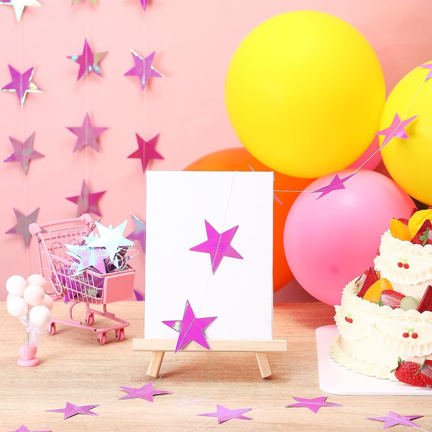 Patelai Glitter Star Garland Banner Decor 130 Feet Star Hanging Bunting Banner Twinkle Backdrop for Homecoming Classroom Wedding Birthday Halloween Christmas Party Supplies(Iridescent Purple)