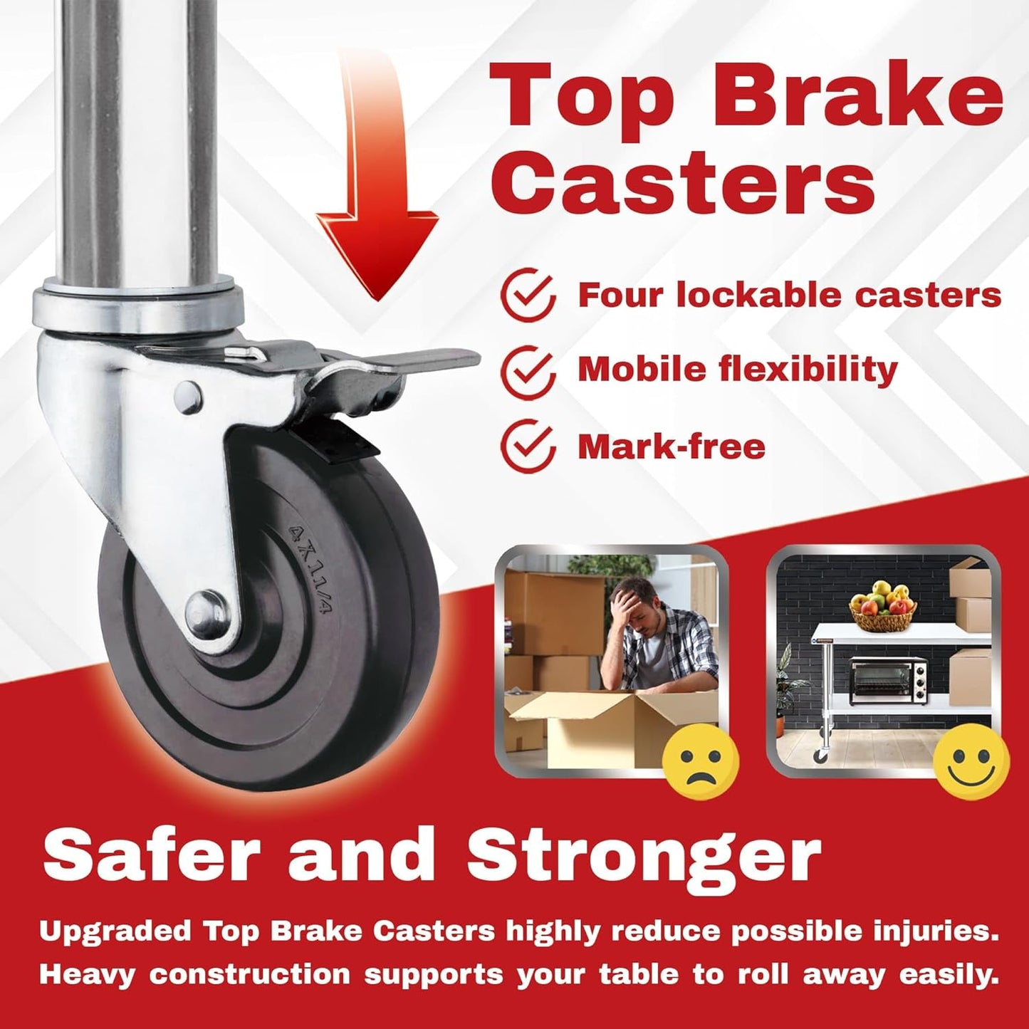 DuraSteel Stainless Steel Work Table 30" x 36" x 34" Height w/ 4 Caster Wheels - Food Prep Commercial Grade Worktable - NSF Certified - Good for Restaurant, Business, Warehouse, Home, Kitchen, Garage