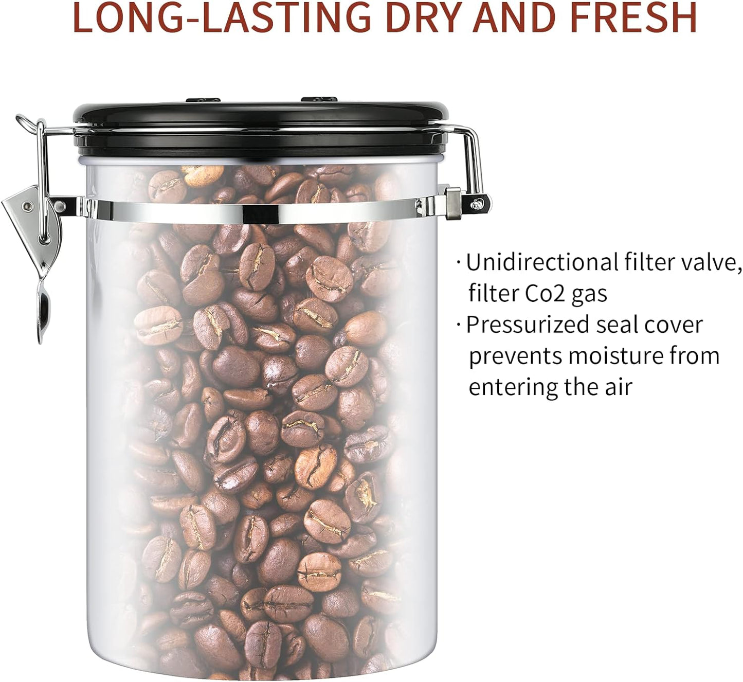 malmo Coffee Canister, Airtight Coffee Container with Date Tracker Lid, Stainless Steel Canister for Kitchen Food Storage (Black-Copper, 12oz)