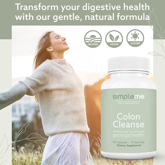 Colon Cleanse Detox, Natural Constipation Relief for Adults, Fast Bloating Relief Colon Cleanser for Women & Men, 30-Day Gut Support Weight Management, 1 Day Detox Cleanse, 30 Capsules