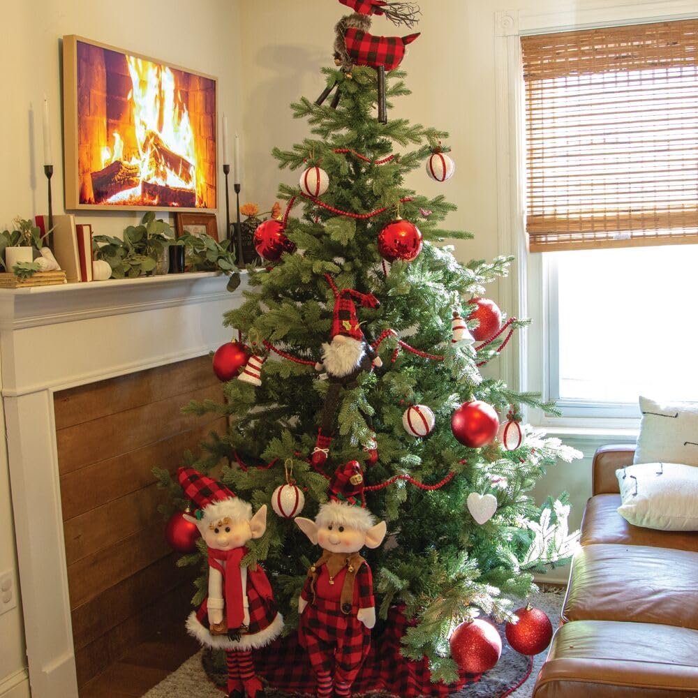 Fraser Hill Farm 6.5-Ft. Foxtail Pine Artificial Christmas Tree with Stand and No Lights, Unlit Foldable Fake Tree with Realistic Foliage for Home Decoration