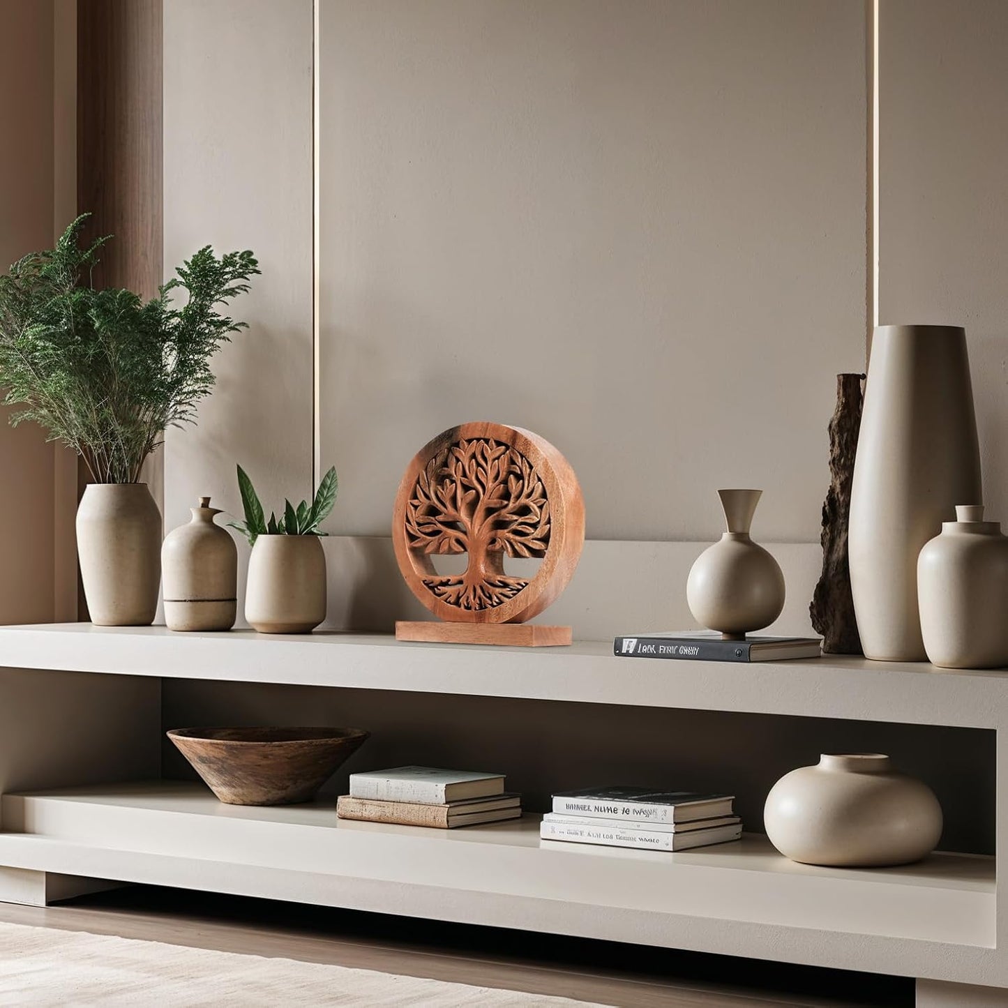 Decozen Solid Wood Tree of Life Sculpture - Home Decor, Living Room, Boho, Shelf, Coffee Table, Centerpiece Table Decorations, Mantle, Dining Table Centerpiece, Bathroom Shelf, Entryway, Farmhouse