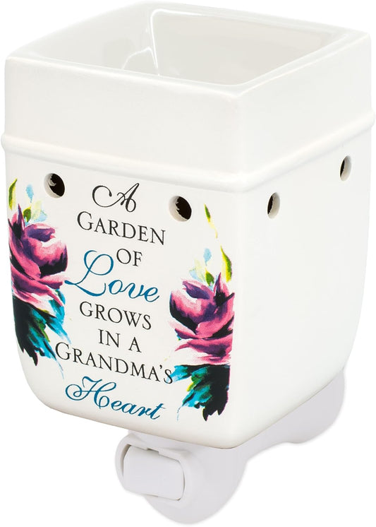 Elanze Designs Grandma Garden of Love Ceramic Stoneware Electric Plug-in Outlet Wax Oil Warmer