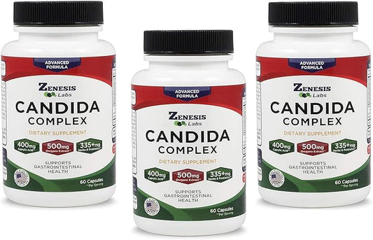 Candida Complex Cleanse Detox Caprylic Acid 180 Capsules, 90 Day (60 Capsules/Bottle)