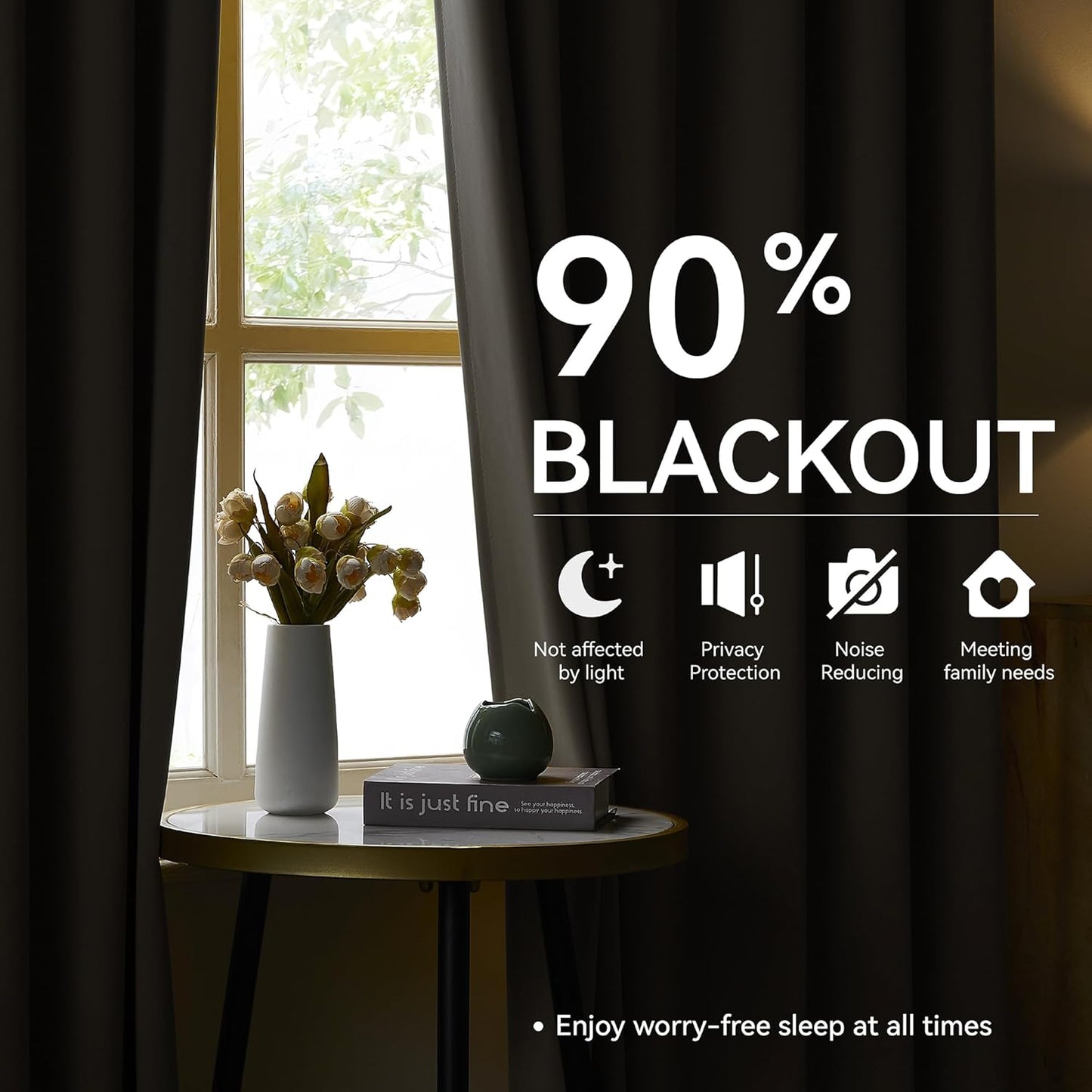 KangBang Grey Pinch Pleated Blackout Curtains 108 Inches Long for Hall Windows, Sound Dampening Light Blocking Soft & Vertical Window Panels Ceiling to Floor for Villa 2 Panels, 40Wx108L