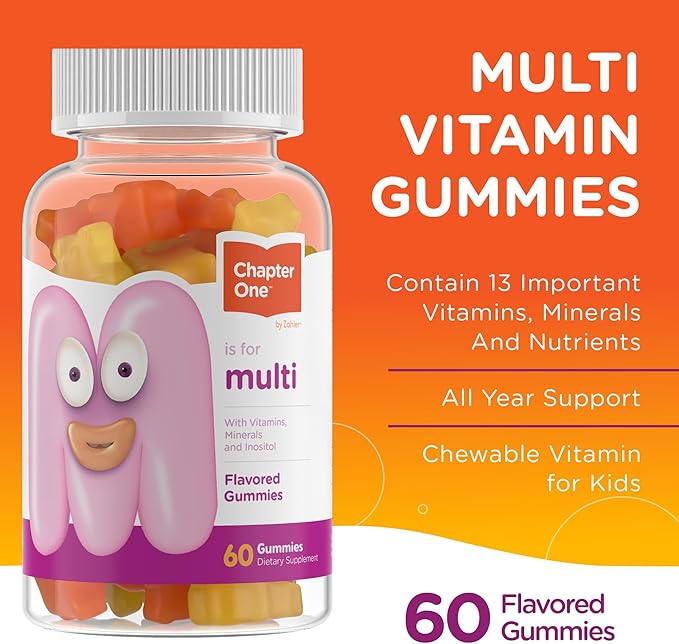 Zahler - Chapter One Kids Multivitamin 13 Vitamins (60 Flavored D3, Zinc