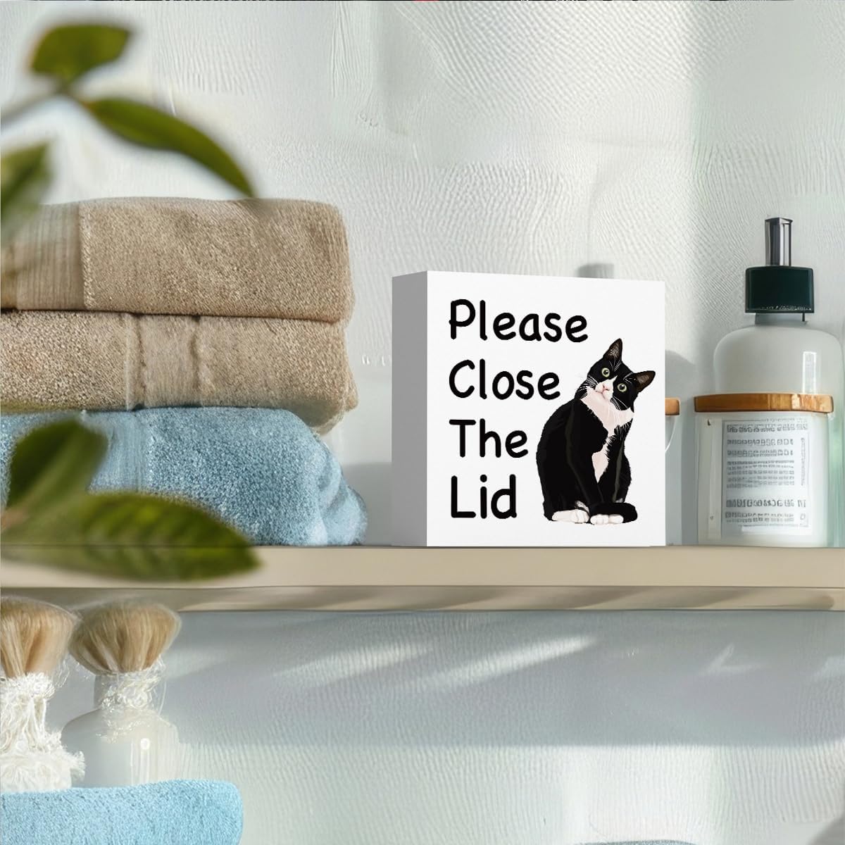 Funny Bathroom Decor, Funny Bathroom Wall Art, Black and White Bathroom Decor, Boho Bathroom Decor, Bathroom Decor for Shelves, Wooden Box Decor Sign for Home Farmhouse Living Room Table Shelf