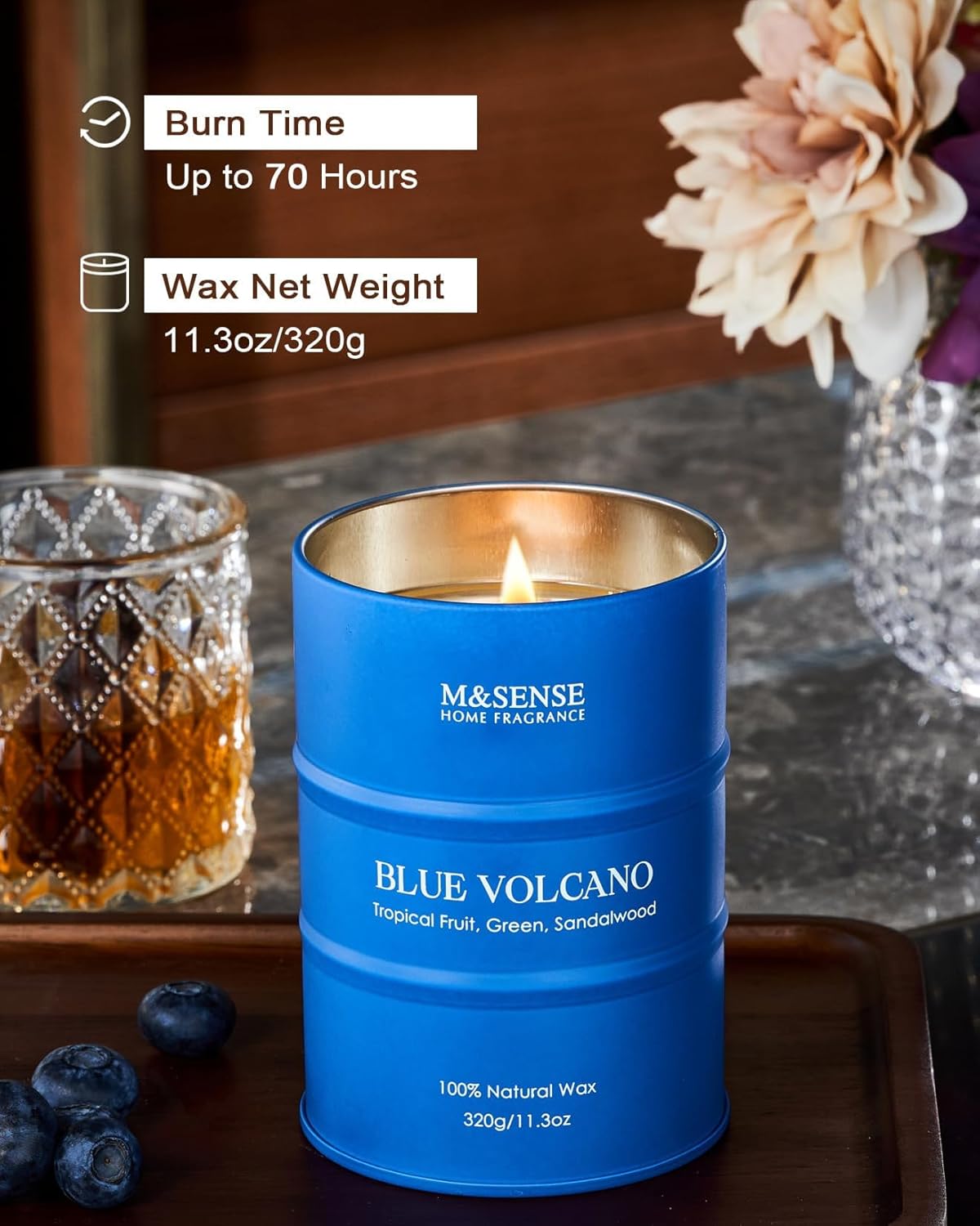 M&SENSE Tropical Fruit Soy Scented Candles Natural Non Toxic, Summer Candles 11.3oz 70 Hours Long Lasting Burning, Unique Candle Gifts Cozy Room Decor for Women Men