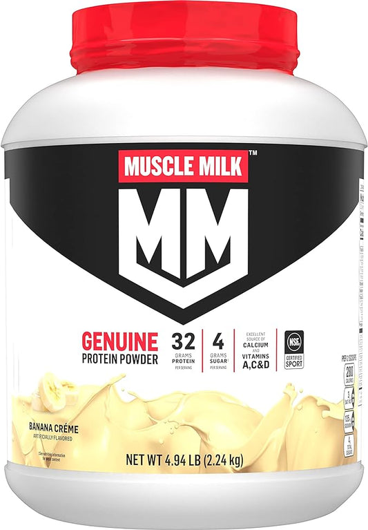 Muscle Milk Genuine Protein Powder, Banana Crème, 32g Protein, 4.94 Pound, 32 Servings