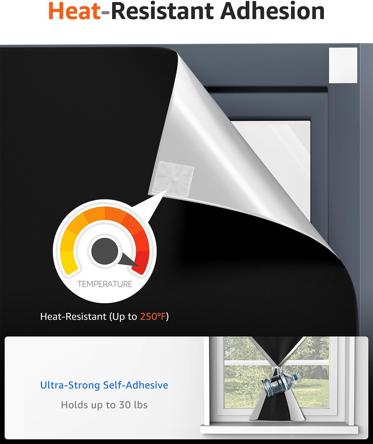 Sumobaby Blackout Curtains for Bedroom 63"x70"Portable Black Out Window Cover with Heat-Resistant Hook&Loop Tape,100% Blackout Shades No Drill Blinds for Windows DIY Cut Fit for Nursery,TV Room(Black)