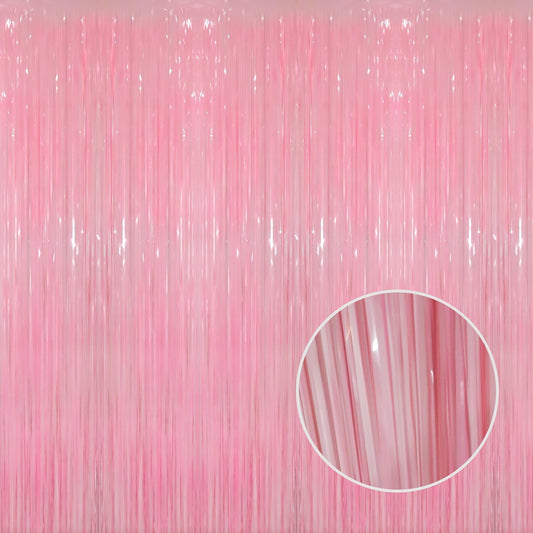 GOER 3.2 ft x 8.2 ft Metallic Tinsel Foil Fringe Curtains Party Photo Backdrop Party Streamers for Birthday,Graduation,New Year Eve Decorations Wedding Decor(5 Packs,Candy Pink)
