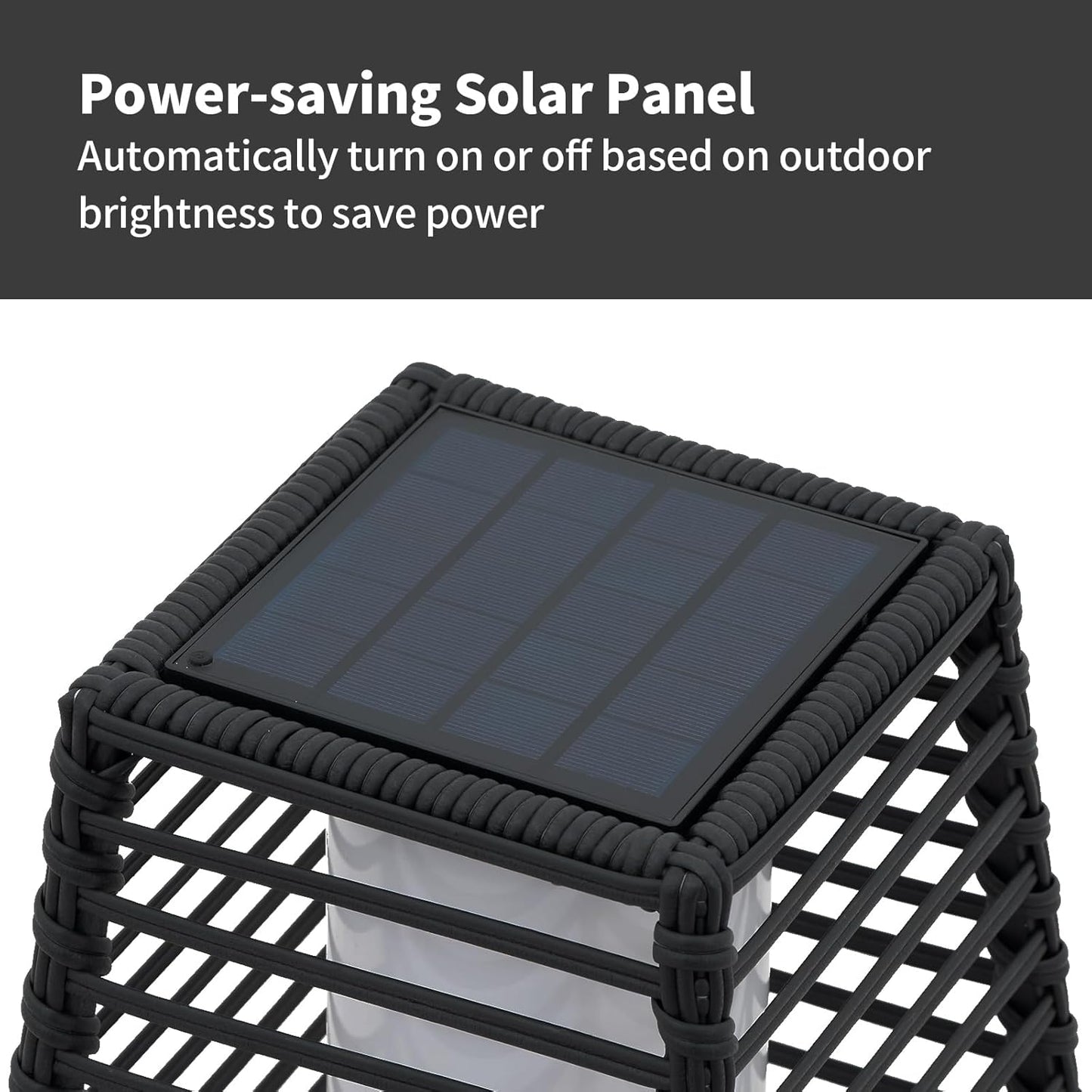 2 Pieces Outdoor Floor Lamp Weather-Resistant Outdoor Wicker Light Solar Powered Lantern Deck Lights for Patio Yard Garden