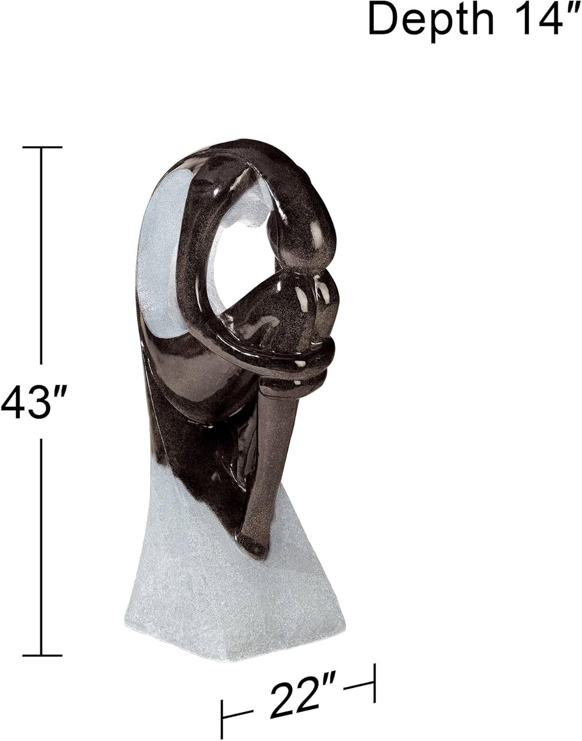 Graceful Form 43" High Large Modern Zen Indoor Outdoor Decor Resin Floor Fountain with Light LED Tall Standing Water Feature for Outside Garden Patio Yard Backyard Porch Deck - John Timberland