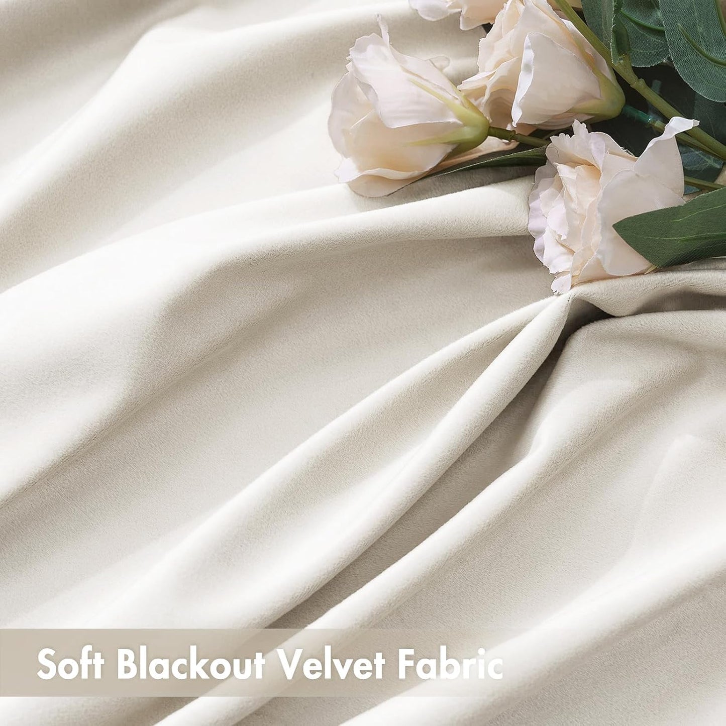 MIULEE Ivory Velvet Curtains Thermal Insulated Blackout Curtain Drapes for Bedroom Living Room Darkening 96 Inches Long Curtains Panels Rod Pocket Set of 2