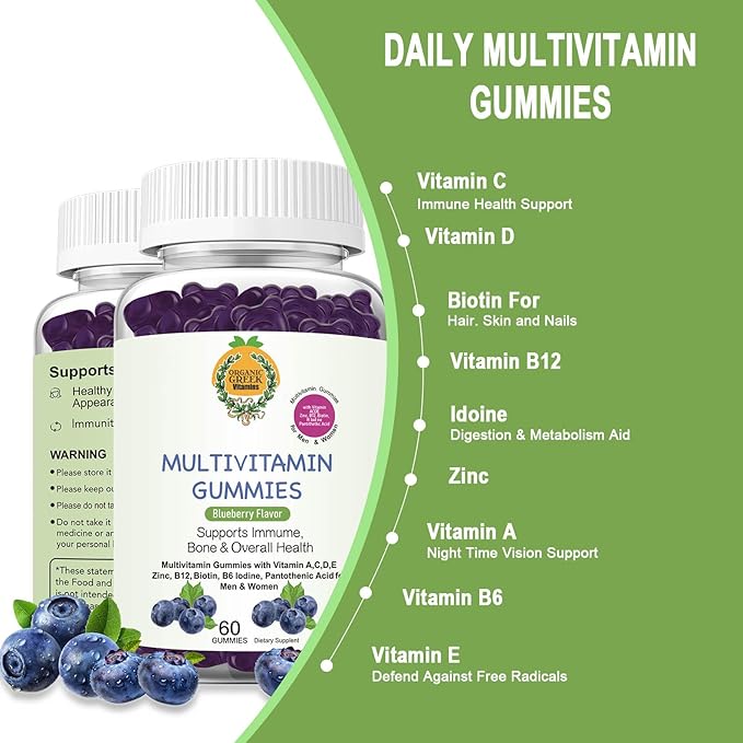 Organic Greek® Multivitamin Gummies with Vitamin B12, Biotin, B6, Iodine, 13 Vitamins
