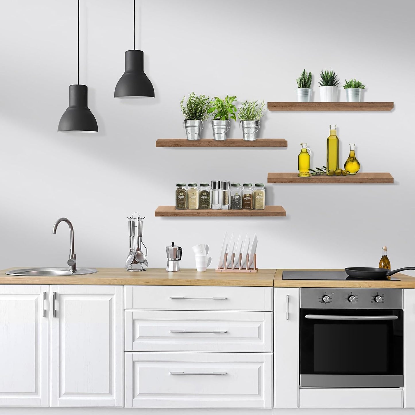 Sorbus Floating Shelves for Wall - 24" Bathroom Shelves, Wall Decor for Bedroom, Kitchen, Living Room, Home Decor & Book Storage - Mounted Floating Shelf with Invisible Brackets (Mahogany, 4 Pack)