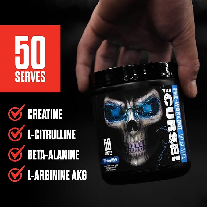 JNX SPORTS The Curse! Pre Workout Powder - Watermelon 50 Servings | Preworkout: Boost Strength, Energy + Focus for Men & Women | Caffeine, Beta-Alanine, Creatine & L-Citrulline