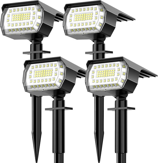 LANSOW Solar Spot Lights Outdoor, [4 Pack/57 LED] 2-in-1 Solar Landscape Spotlights, 3 Modes IP65 Waterproof Dusk to Dawn Solar Powered Flood Wall Lights for Outside Yard Garden Pathway(Cool White)