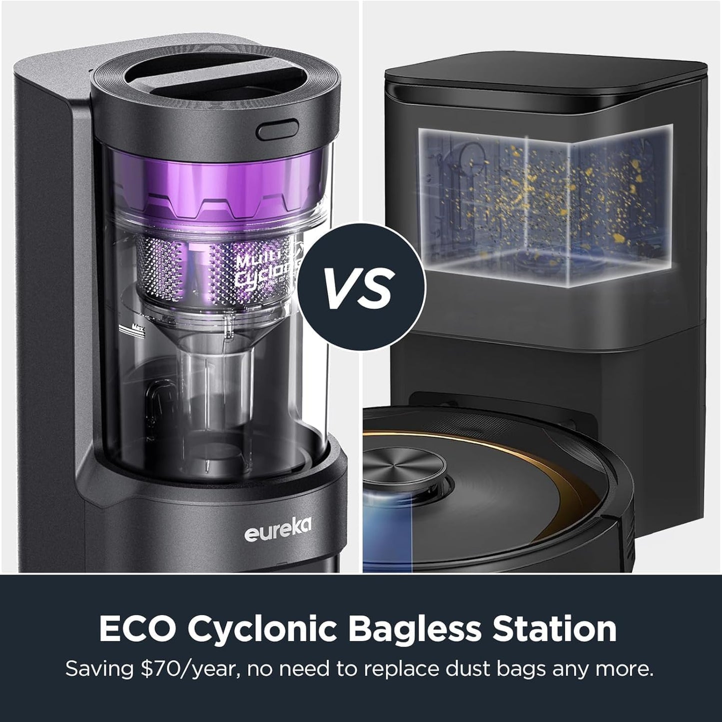 Eureka Robot Vacuum with Bagless Self Emptying Station, Robotic Vacuum Cleaner, 45-Day Capacity, 3000Pa Suction, LiDAR Navigation, NER E10s BK