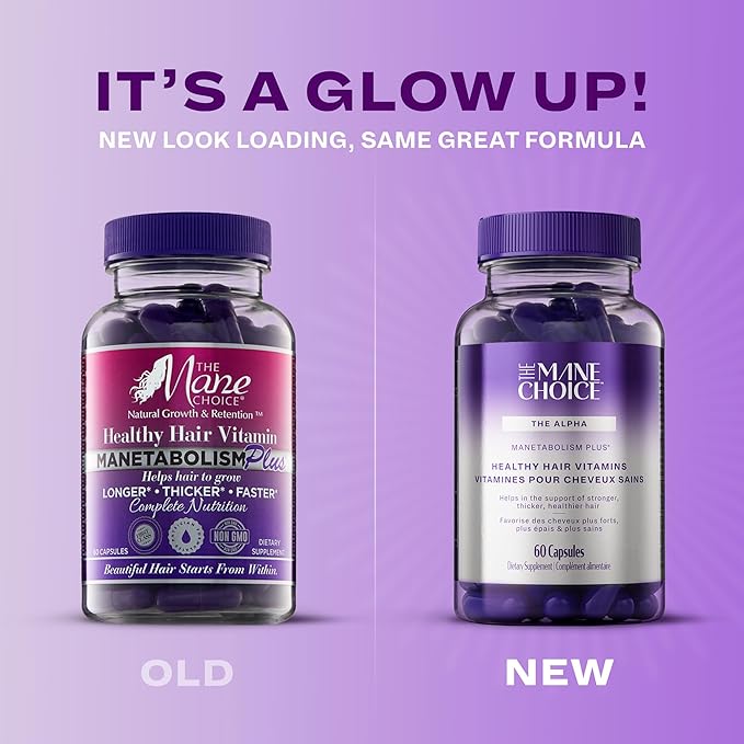The Mane Choice MANETABOLISM Plus Healthy Hair Growth Vitamins - Supplements for Longer, Thicker, Healthier Hair - Hair Skin & Nails Vitamins for Women & Men (60 Capsules) Packaging May Vary