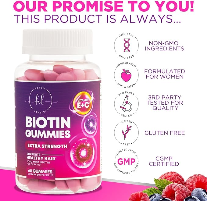 Hair Vitamins Gummy with Biotin 5000 60 Gummies
