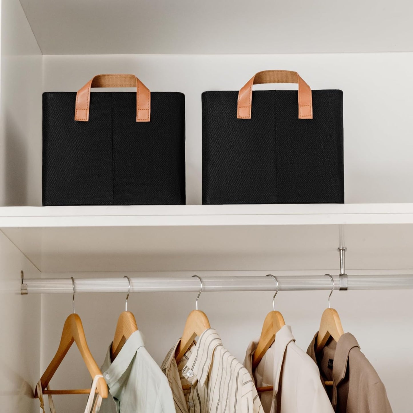 GRANNY SAYS Storage Baskets for Shelves, Closet Organizer Bins, Clothes Storage Bins with Metal Frame, Large Baskets for Organizing and Storage, Collapsible, Black, 2-Pack