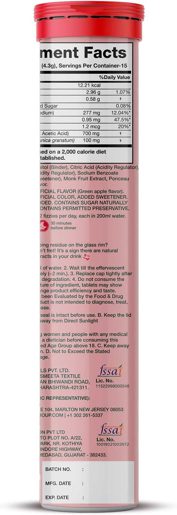 PLIX Apple Cider Vinegar Effervescent Tablets with The Mother, 700mg ACV with VIT B12, B6, Pack of 4 | Vegan, No Added Sugar, Non-GMO & Gluten-Free