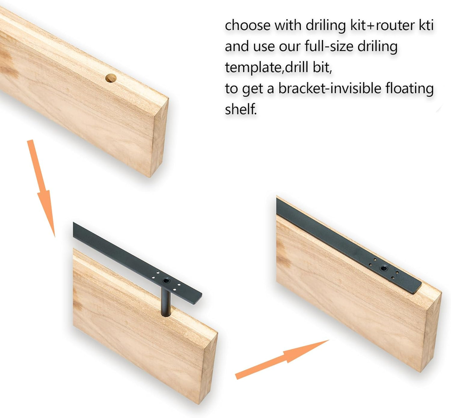 Hidden Shelf Brackets ， Floating Shelf Bracket ( Additional Brackets -NO Kits) 69 Inch -2 Pcs