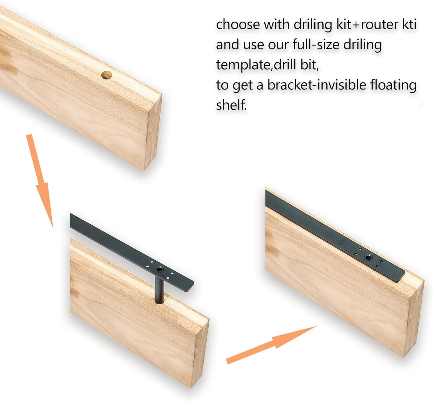 Hidden Shelf Brackets ， Floating Shelf Bracket (Additional Brackets -NO Kits) 16 Inch -2 Pcs