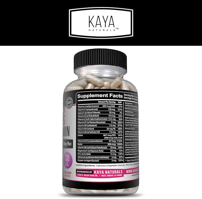 Kaya Naturals Women's Multivitamin, Overall Healthy 60 Count