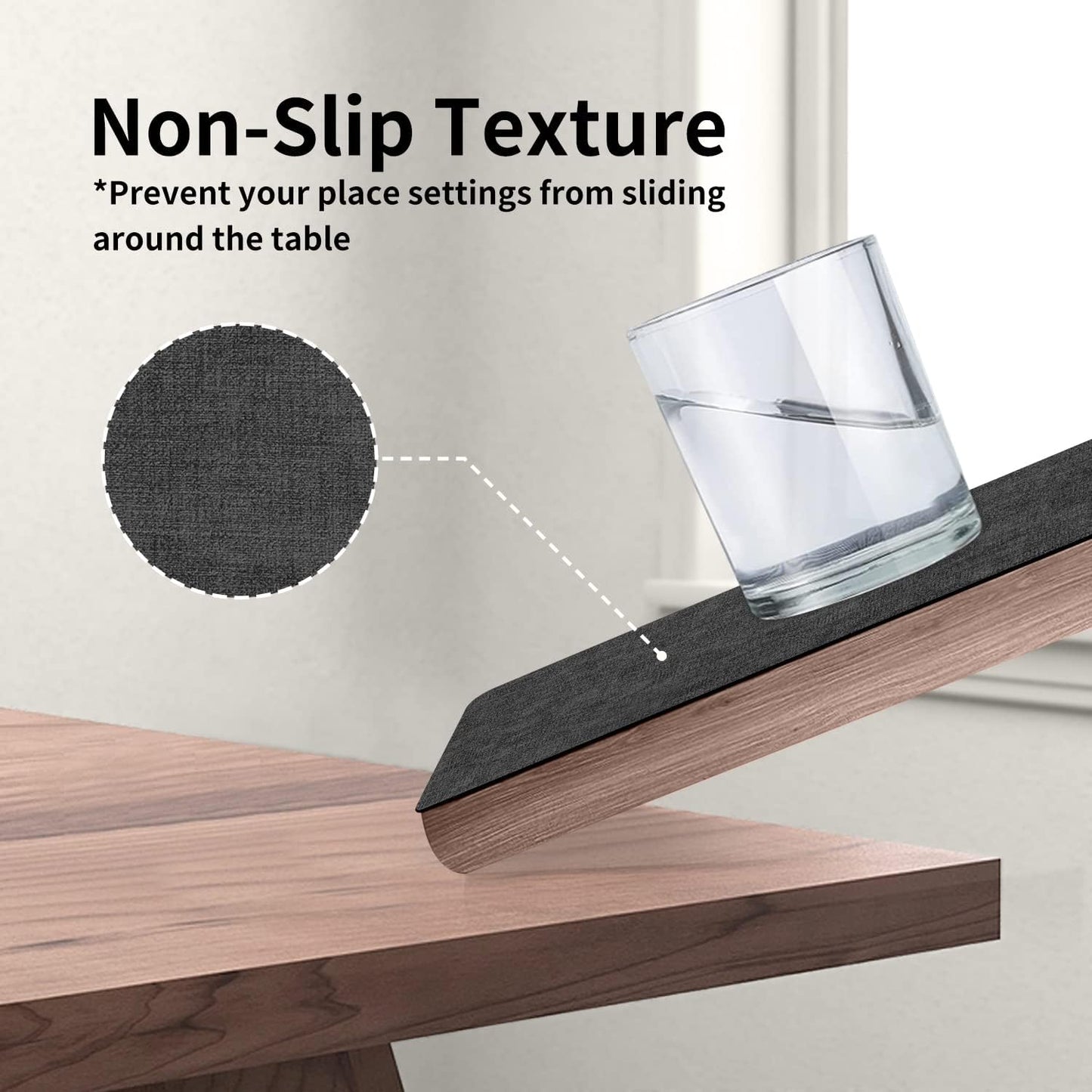 Maxpearl Faux Leather Placemats Set of 4, Waterproof - Wipe Clean - Heat Resistant - Anti Slip Dining Table Place Mats, Suitable for Indoor & Outdoor Use, 17’’×12’’, Black