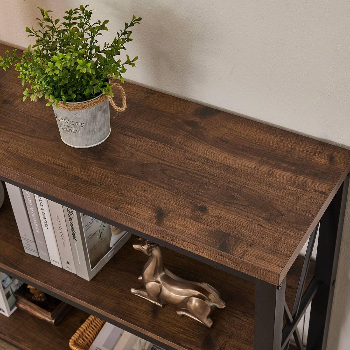 BON AUGURE Rustic Entryway Table, Farmhouse Hallway Table, Console Tables for Entryway, 3 Tier Sofa Tables for Living Room, Industrial Entry Table (47 Inch, Rustic Oak)