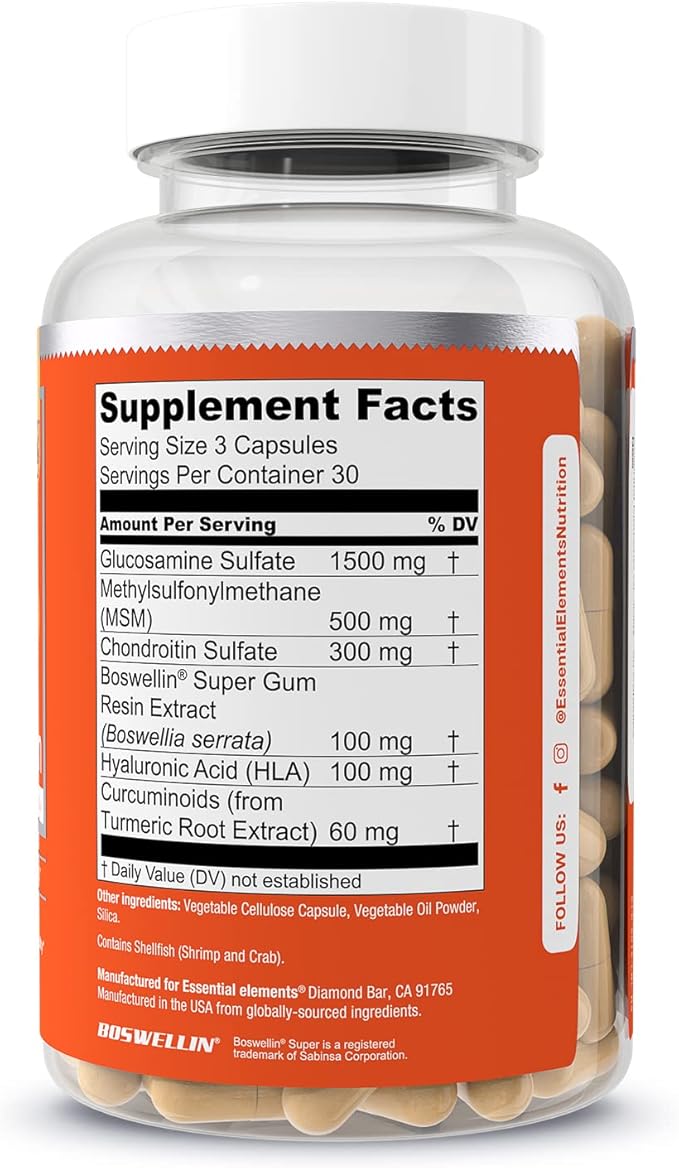 Essential Elements Glucosamine Chondroitin MSM Boswellia 180 Capsules (2-Pack)