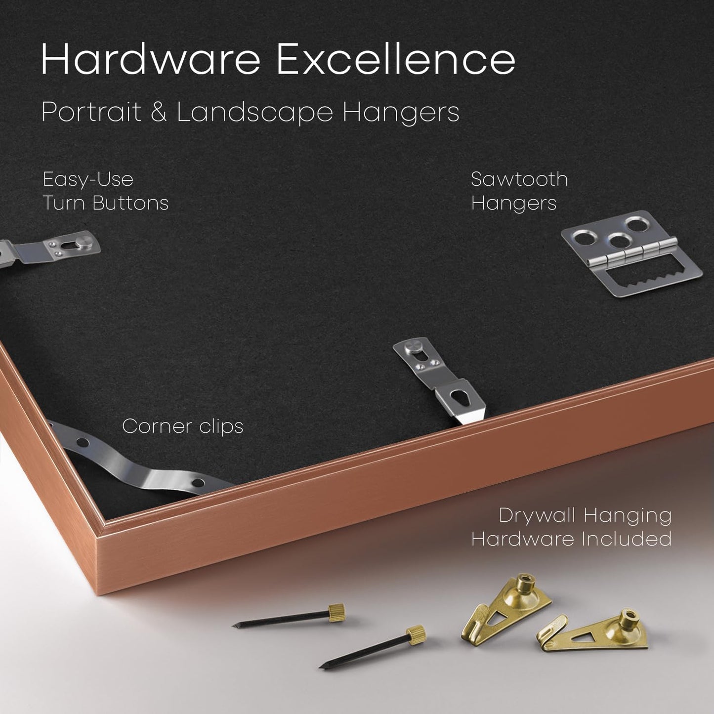 Homeforia 24x32 Rose Gold Picture Frame, High End Metal 24x32 Poster Frames with Mat 20x28 inch Photo, 24 x 32 Thin Frame Matted to 20 x 28 Print, 32x24 Large Frame, Tempered Glass, Wall Kit, Set of 1