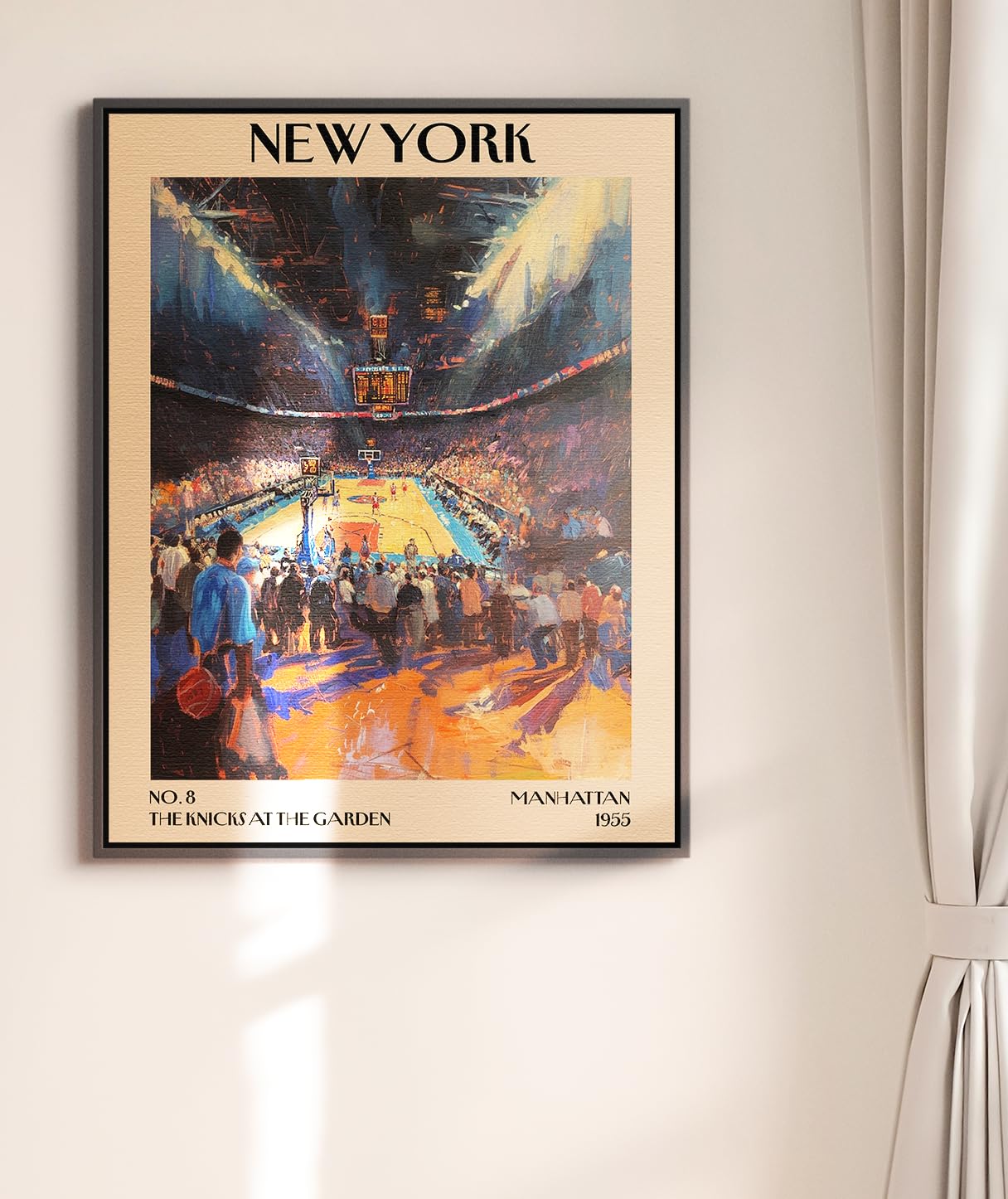 Retro Vintage New York Wall Art Print - 11x14 Unframed Poster - New York City Souvenirs, Cute Trendy Colorful Wall Decor (Knicks at the Garden, 11x14")