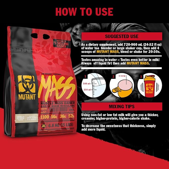 Mutant Mass | Weight Mass Gainer Protein Powder - high Calorie Protein Powder for Mass gain - Strawberry Banana - 5 Pound
