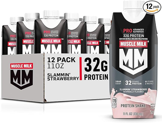 Muscle Milk Pro Advanced Nutrition Protein 11 Fl 12 Pack, 32g Protein, 1g Sugar, 16 Vitamins 5g Fiber,