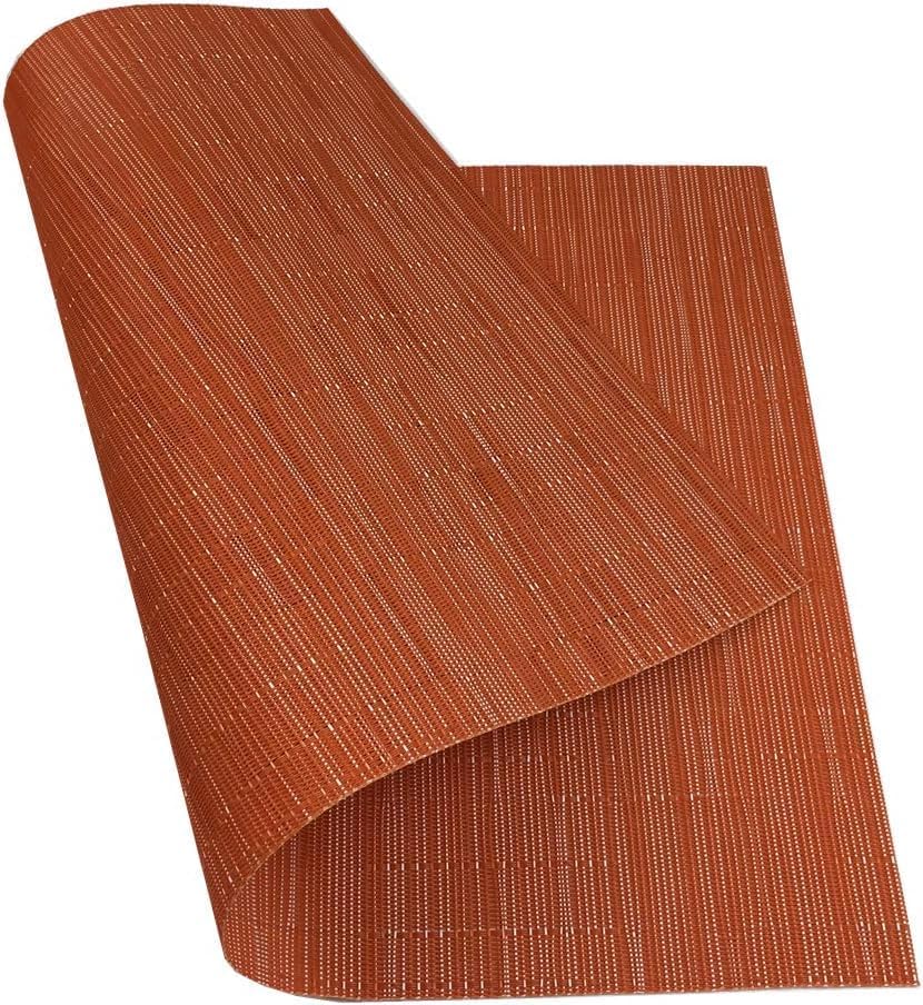 WAZAIGUR Placemats Set of 4 for Dining Table Heat-Resistant Washable Place Mats Woven Vinyl Kitchen Table Mats Easy to Clean,Orange