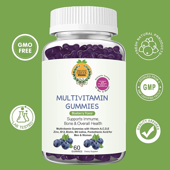 Organic Greek® Multivitamin Gummies with Vitamin B12, Biotin, B6, Iodine, 13 Vitamins