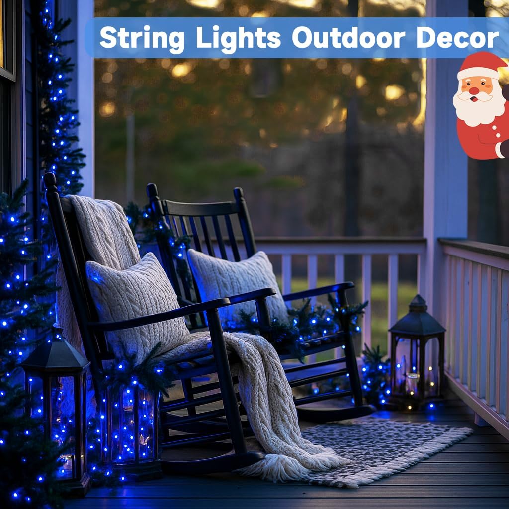 Extra-Long Solar String Lights Outdoor, 4-Pack 400 LED Solar Fairy Lights for Outside Waterproof, Copper Wire 8 Modes Solar Twinkle Fairy Light for Xmas Tree Garden Party Wedding Decor(Blue)