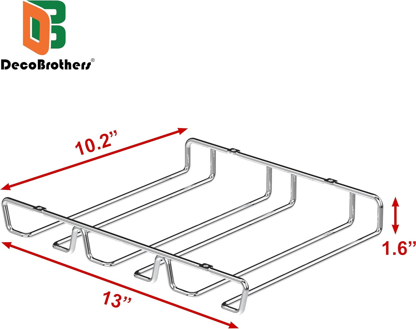 DecoBros Under Cabinet Wine Glass Stemware Rack Holder, Chrome
