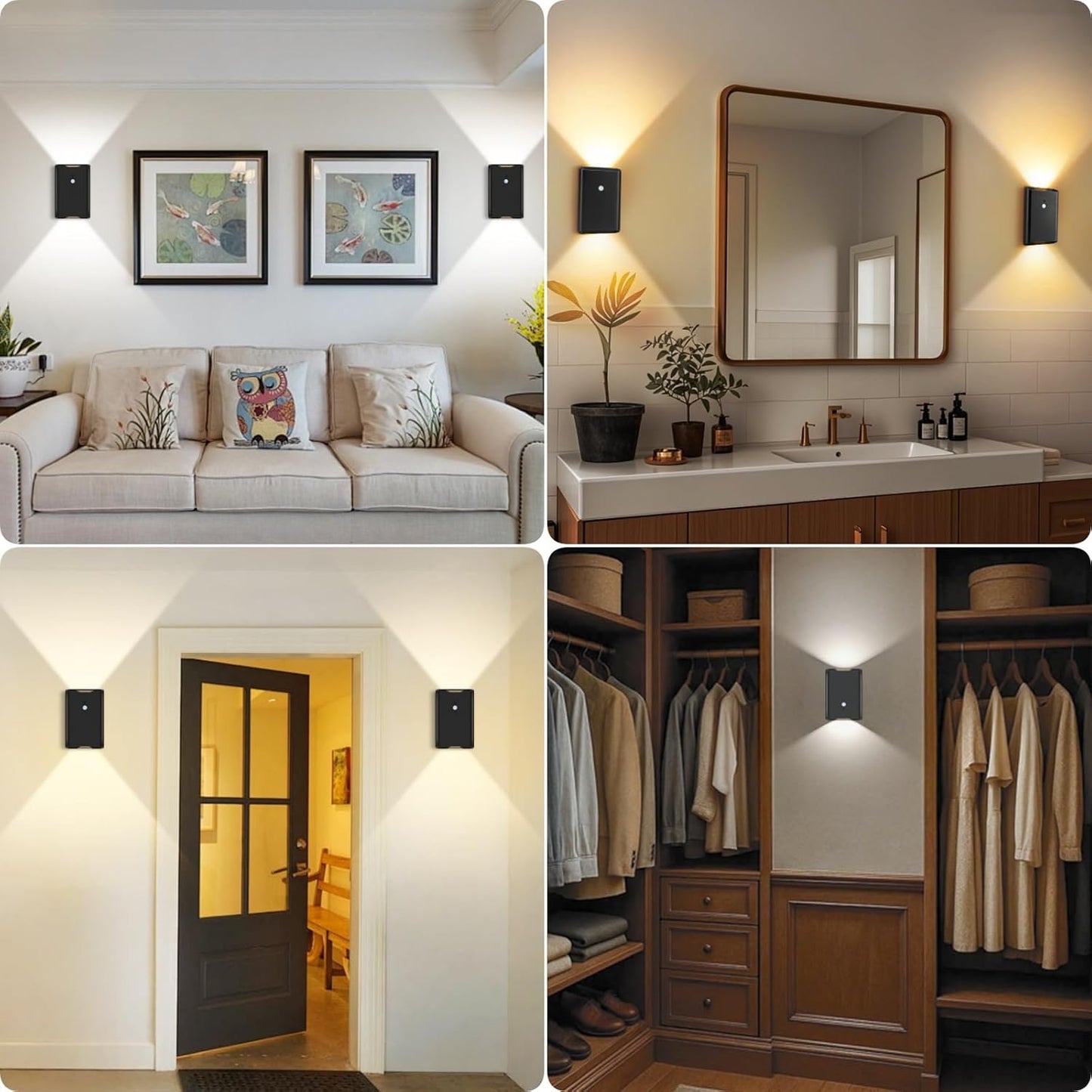 Eneru Rechargeable Motion Sensor Night Light: 5000mAh Black Battery Operated Wall Sconce with Remote Control, 3 Colors Wireless Stair Lights Indoor, Magnetic LED Night Lamp for Bedroom Hallway Closet