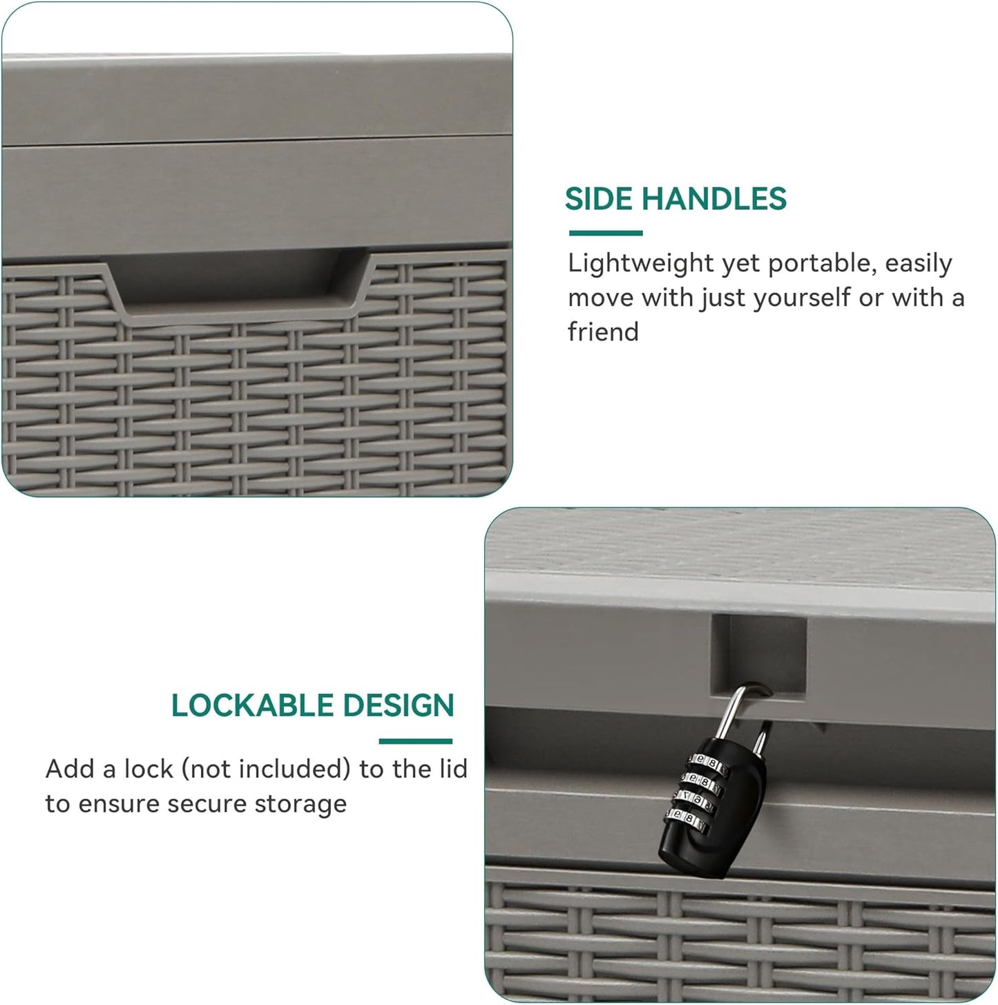 YITAHOME 60 Gallon Outdoor Storage Box, Large Water Resistant Resin Deck Box, Indoor Outdoor Lockable Rattan Storage Container for Patio, Garden, Cushions, Tools, Equipment (Taupe)