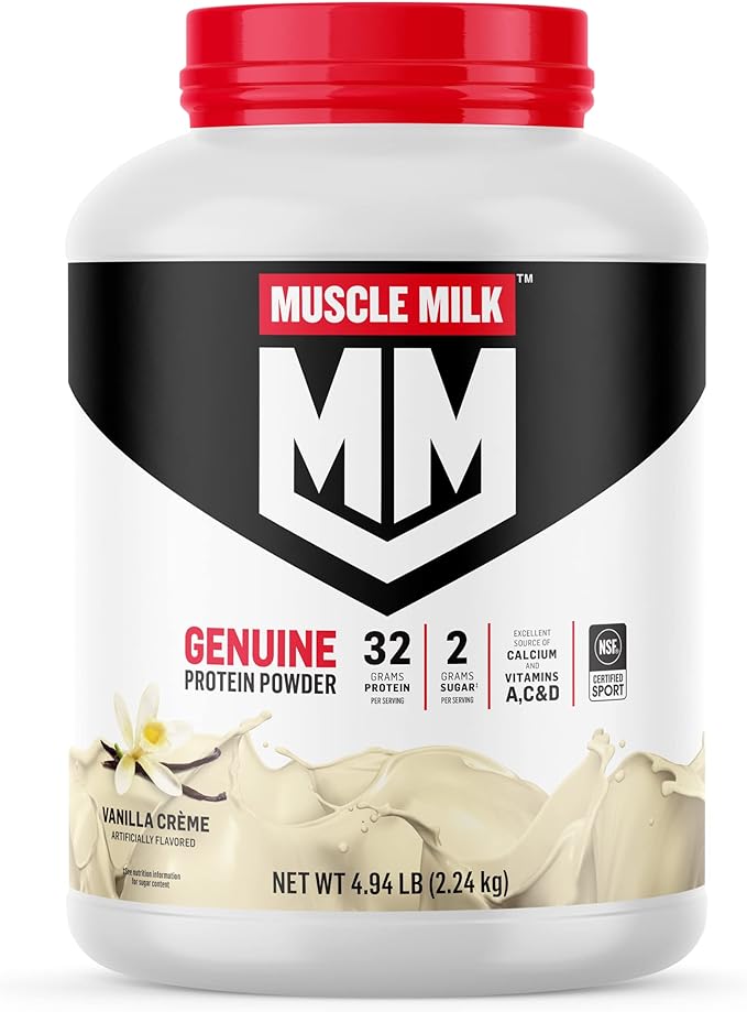 Muscle Milk Genuine Protein Powder, Vanilla Creme, 32g Protein, 4.94 Pound, 32 Servings