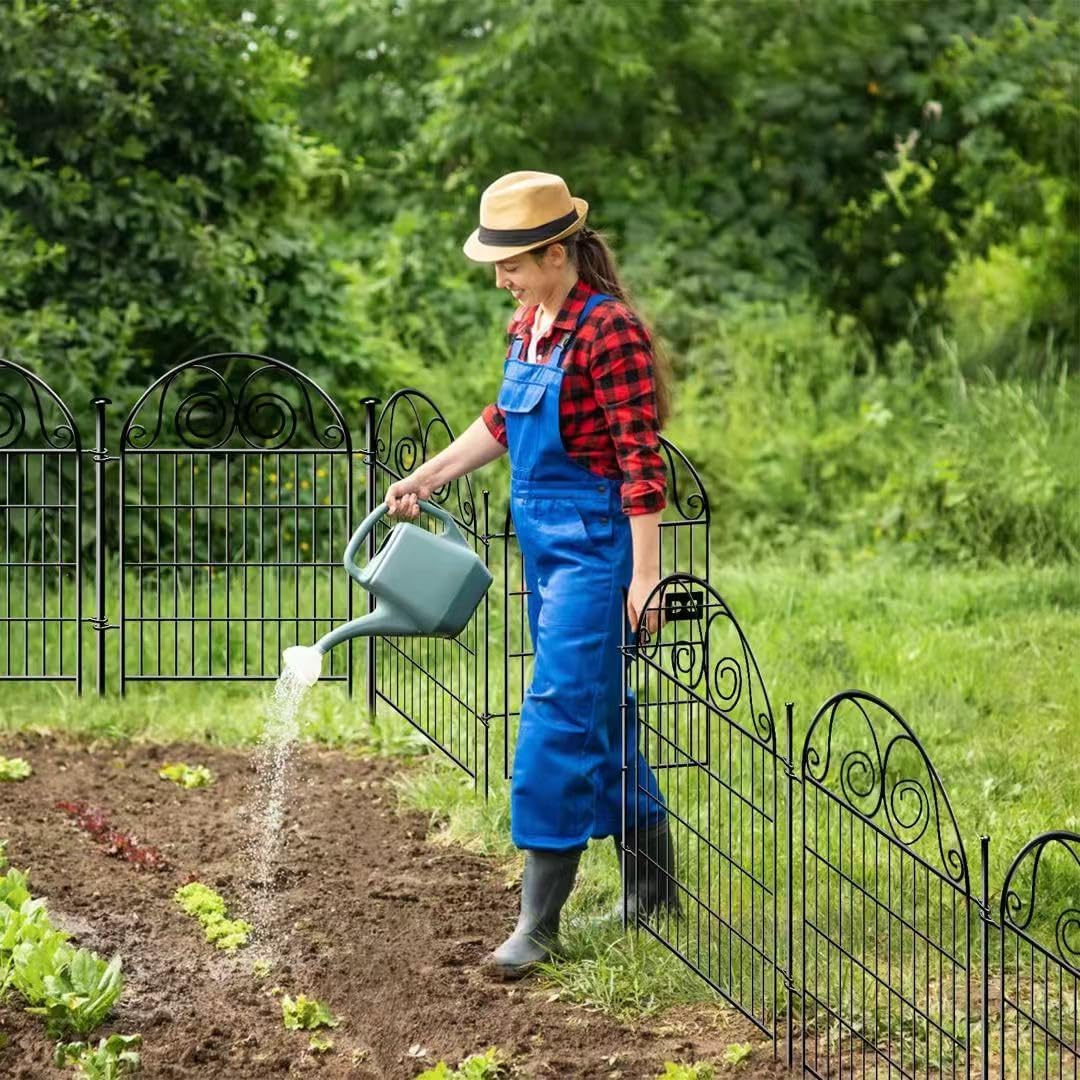 Tall Garden Animal Barrier Fencing with Gate, 32 in(H)×27 in(L) 16 Panels Dog Digging Fence Barrier, Black Metal Temporary Fence, Reusable Defense Fences for Outdoor Yard. Total 35 Ft│Patented