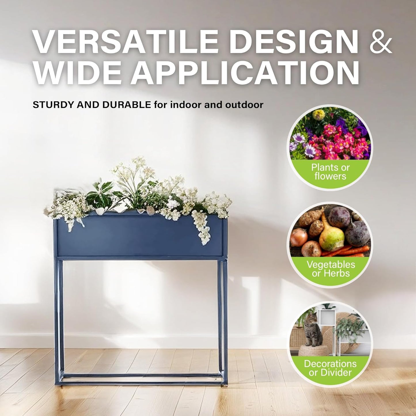 Cocoyard Elevated Planter Box - 28 Inch Durable Raised Garden Bed for Herbs and Flowers - Stylish Tall Rectangular Planter for Outdoor Plants for Patio Decor & Backyard Gardening